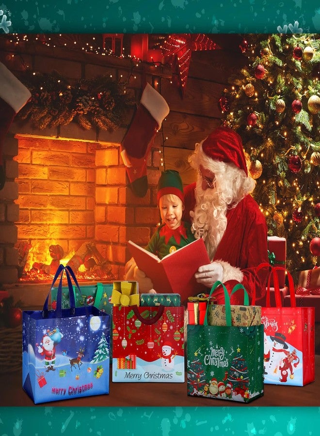 Macarrie 36 Pcs Christmas Gift Bag Large Holiday Tote Bags Reusable Christmas Shopping Totes with Handles Grocery Gift Wraps for Holiday Xmas Party Favors, 12.6'' x 9.84'' x 6.69'', 18 Styles - Image 5